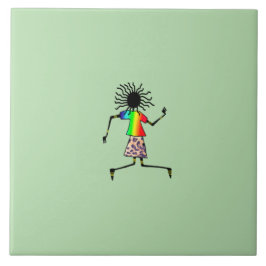 Afrikansk konst, Cute Lycklig Dancer Kakelplatta