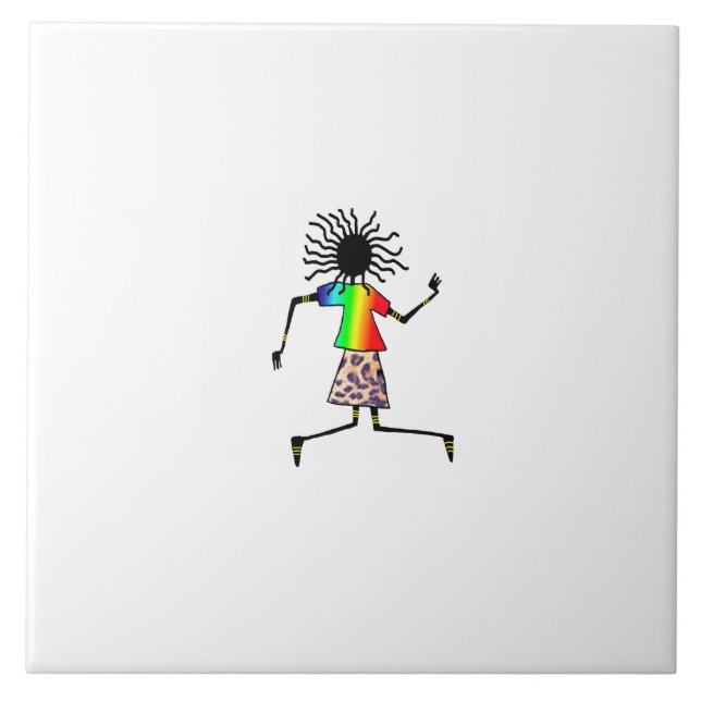 Afrikansk konst, Cute Lycklig Dancer Kakelplatta (Framsidan)