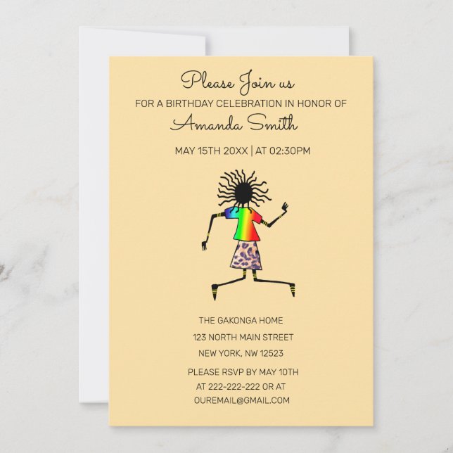 Afrikansk konst-, cute- och Fantastisk-dankardag Inbjudningar (Framsida)