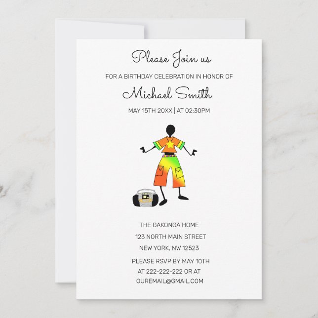 Afrikansk konst, Fantastisk Happity Dance Birthday Inbjudningar (Framsida)