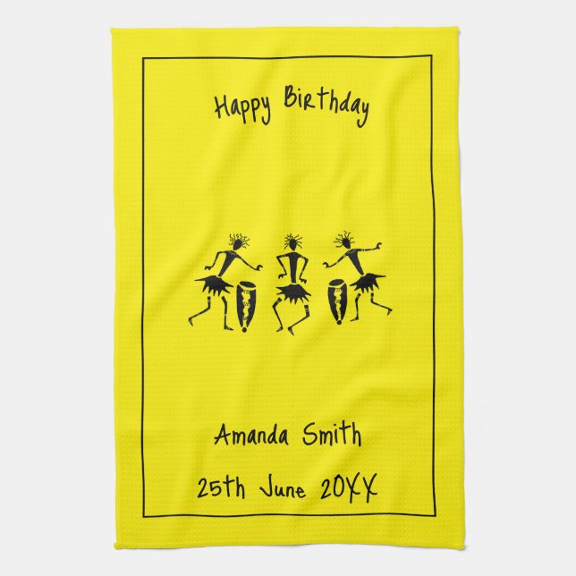 Afrikansk konst, Lycklig Dance Kökshandduk (Vertikal)