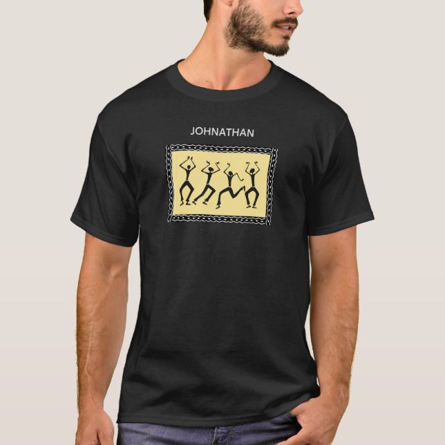 Afrikansk konst Lycklig Fantastisk Silhouette Danc T Shirt (Framsida)