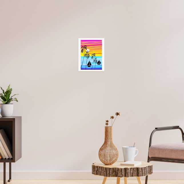 Afrikansk konst, solnedgång poster (Vardagsrum 3)