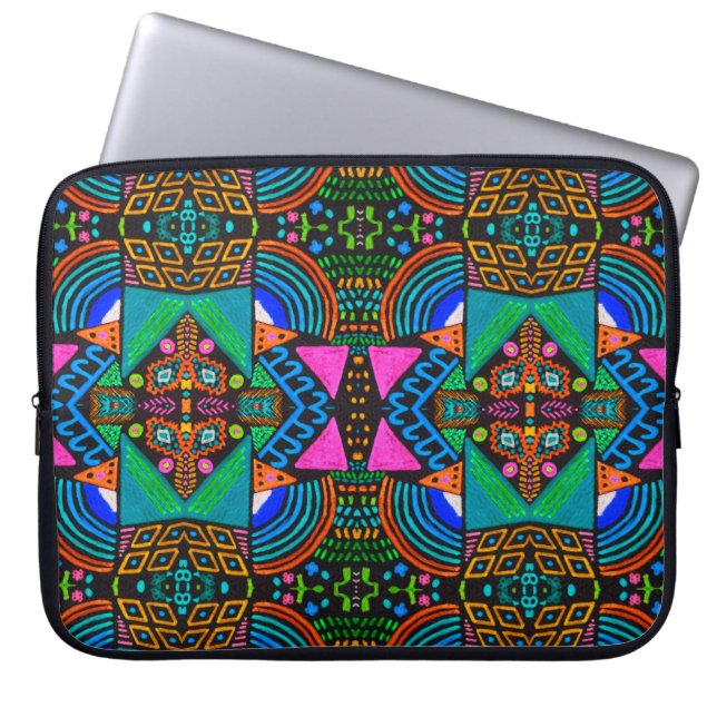 Afrikansk konst teckning. Sömlös aztec mönster. Ch Laptop Fodral (Framsidan)