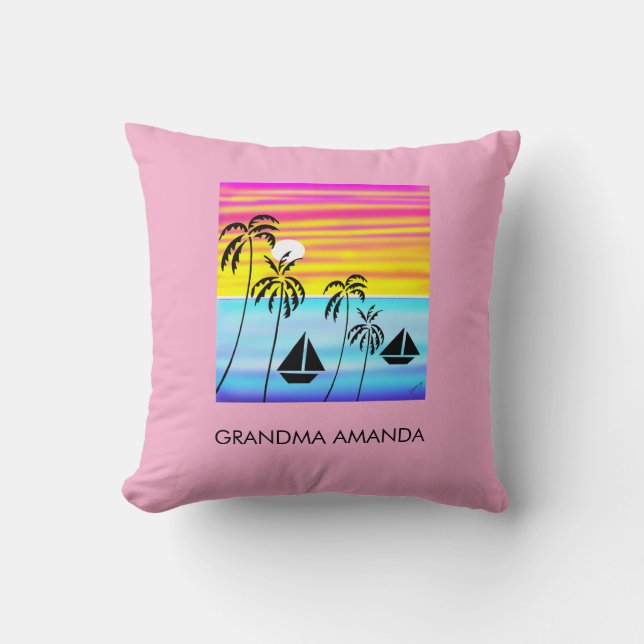 Afrikansk konst, Tropical Summer Sunset Sailing Kudde (Framsida)