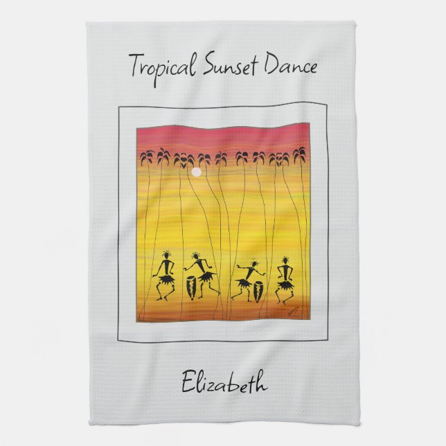 Afrikansk konst, Tropical Sunset Firande Kökshandduk (Vertikal)