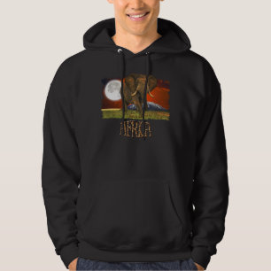Afrikansk konstdesign för elefant och Savannah Mån Sweatshirt