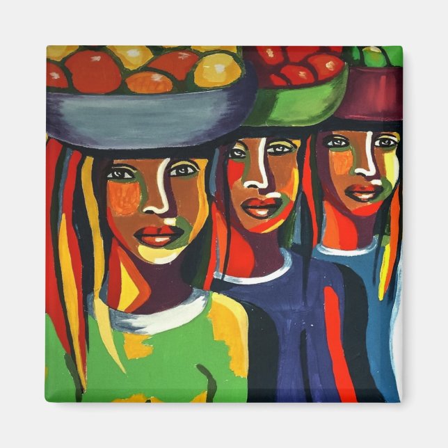 Afrikansk konstfärgad kontinent magnet (Framsidan)