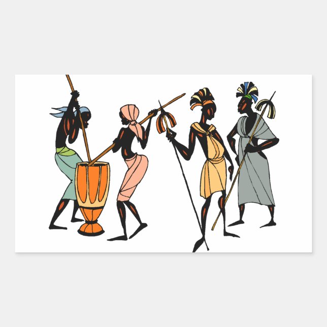 Afrikansk konsthandling rektangulärt klistermärke (Framsida)