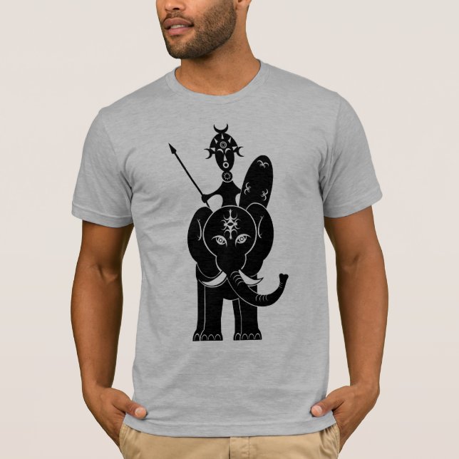 Afrikansk krigare på elefant tee shirt (Framsida)