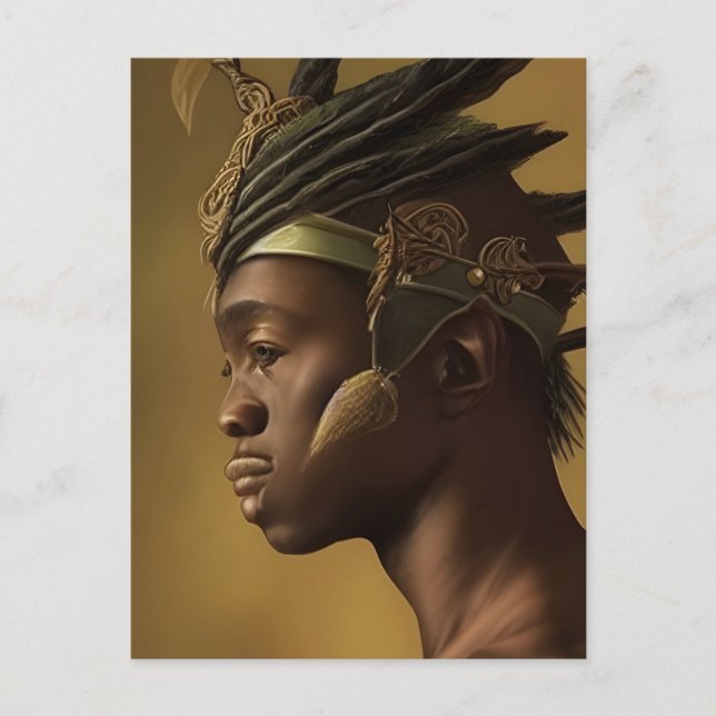 Afrikansk krigare  vykort (Framsida)