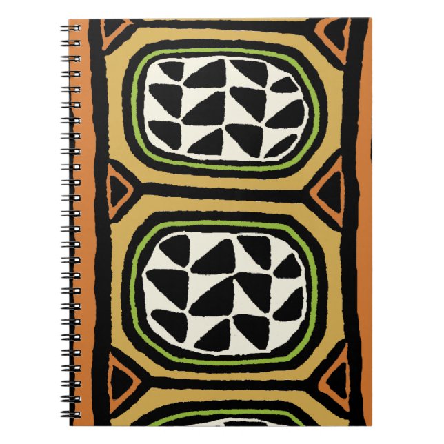 Afrikansk Kuba Textildesign Anteckningsbok Med Spiral (Framsidan)