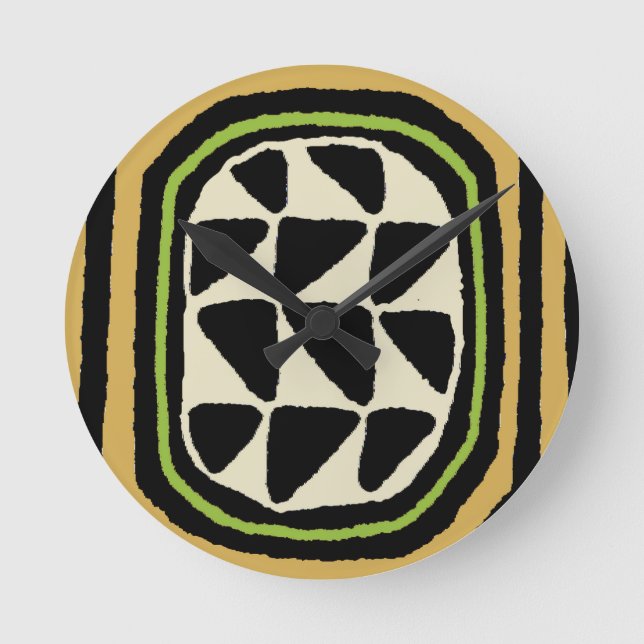 Afrikansk Kuba-textildesign Rund Klocka (Framsida)