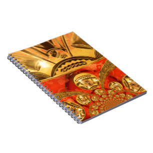 Afrikansk kulturkonst: Rik Golden Red Design Anteckningsbok Med Spiral