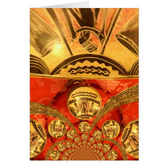 Afrikansk kulturkonst: Rik Golden Red Design Hälsningskort (Framsidan)