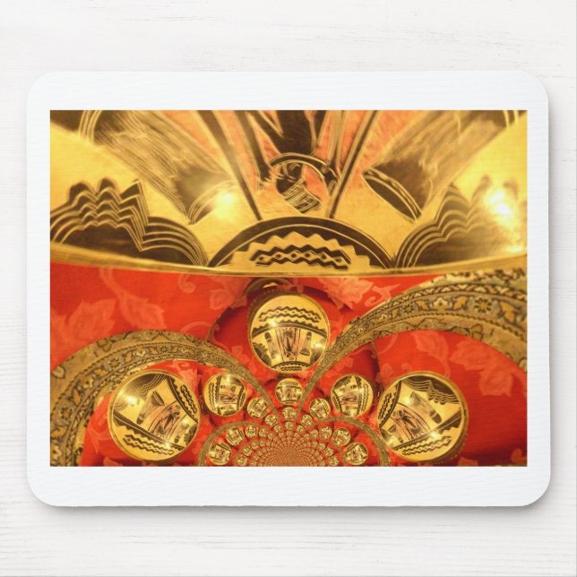 Afrikansk kulturkonst: Rik Golden Red Design Musmatta (Framsidan)