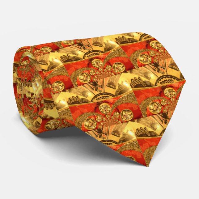Afrikansk kulturkonst: Rik Golden Red Design Slips (Rullad)