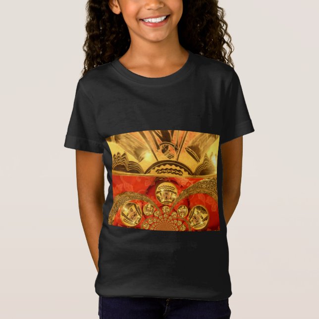 Afrikansk kulturkonst: Rik Golden Red Design T Shirt (Framsida)