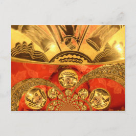 Afrikansk kulturkonst: Rik Golden Red Design Vykort