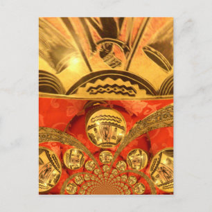 Afrikansk kulturkonst: Rik Golden Red Design Vykort