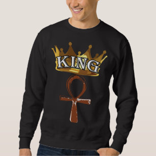 Afrikansk kung Ankh och egyptisk kronasymbolik Lång Ärmad Tröja