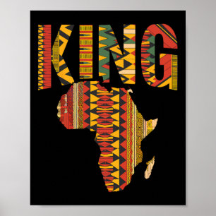 Afrikansk kung karta Kente design svart stolthet m Poster
