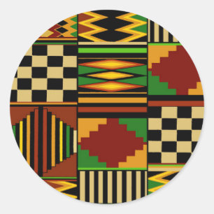 Afrikansk kunglig Kente-tygdesign Runt Klistermärke
