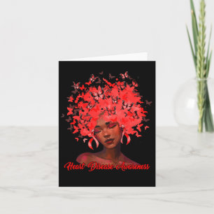 Afrikansk kvinna Afro Butterfly Ribbon Red Heart D Kort