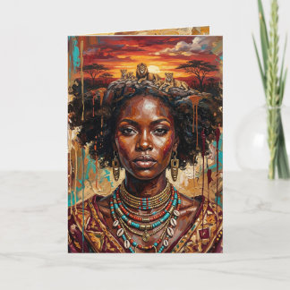 Afrikansk kvinna gratulationskort, svart drottning kort