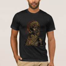 Afrikansk kvinna gyllene porträtt t-shirt - kultur
