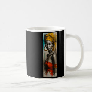 Afrikansk kvinna huvudomslag konst skiss melanin s kaffemugg