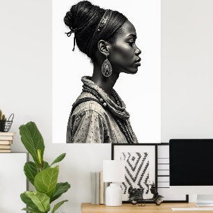 Afrikansk kvinna konst design ritning poster
