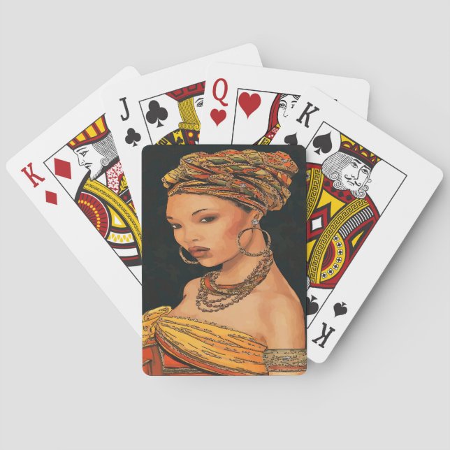 Afrikansk kvinna, Marie Leveou, Vintage Stil Spelkort (Baksidan)