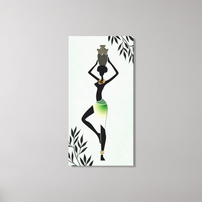 Afrikansk kvinna med Kanvastrycket Jug Silhouette  Canvastryck (Framsida)