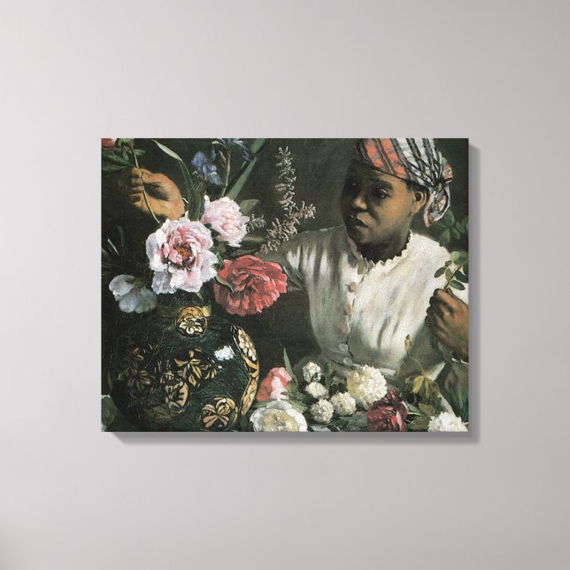 Afrikansk kvinna med pioner av Frederic Bazille, b Canvastryck (Framsida)