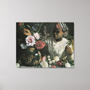 Afrikansk kvinna med pioner av Frederic Bazille, b Canvastryck