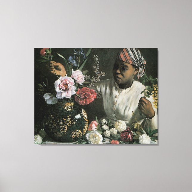 Afrikansk kvinna med pioner av Frederic Bazille, b Canvastryck (Framsida)