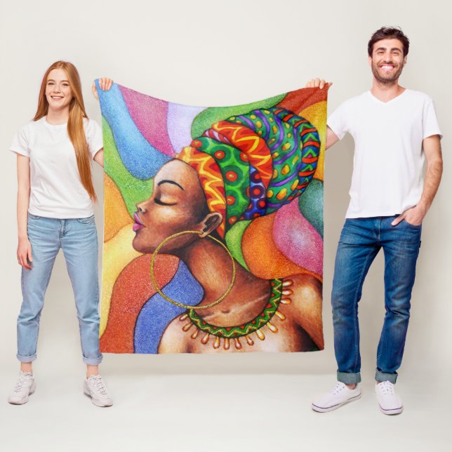 Afrikansk kvinna med Vax traditionell struktur Fleecefilt (På plats)