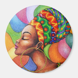 Afrikansk kvinna med Vax traditionell struktur Magnet