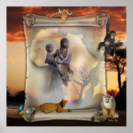 Afrikansk kvinna och barn poster