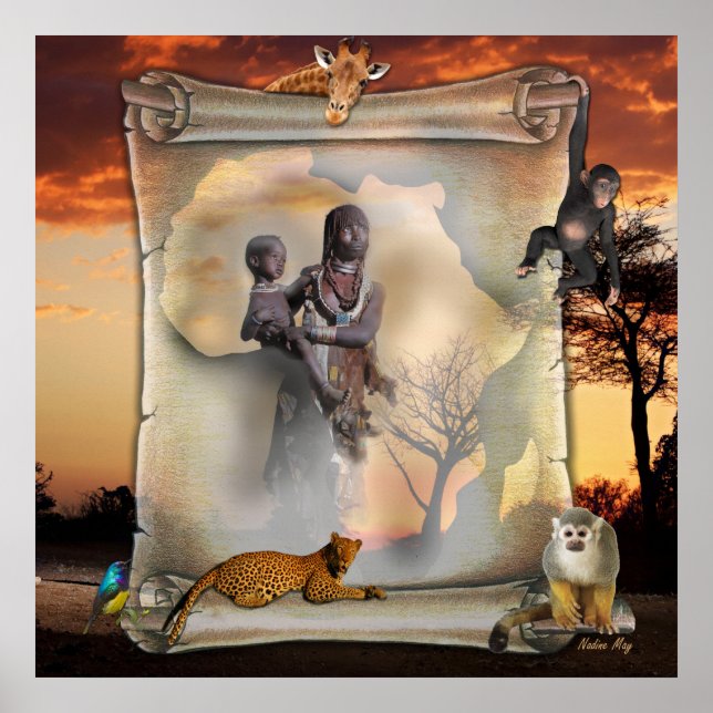 Afrikansk kvinna och barn poster (Framsidan)