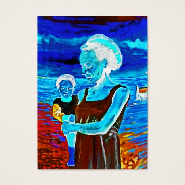 Afrikansk kvinna och barn, surreal visitkort (Framsidan)