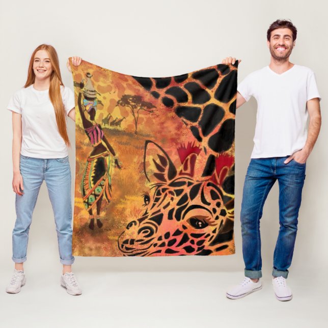 Afrikansk kvinna och giraff filt (På plats)