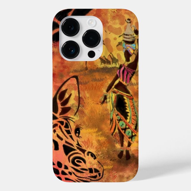 Afrikansk kvinna och Giraffe iphone case (Baksida)