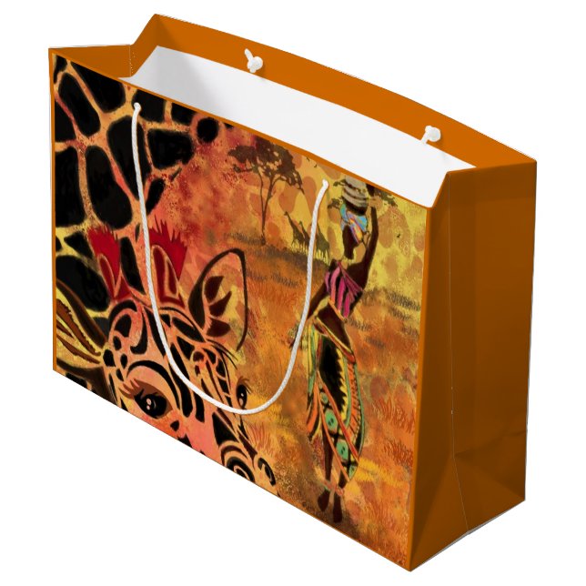 Afrikansk kvinna och giraffpresentväska (Baksidan Vinklad)