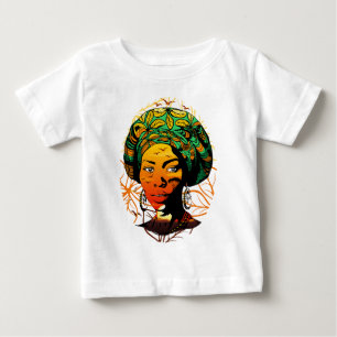 Afrikansk kvinna porträtt med solnedgång t shirt