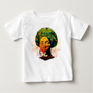 Afrikansk kvinna porträtt med solnedgång t shirt