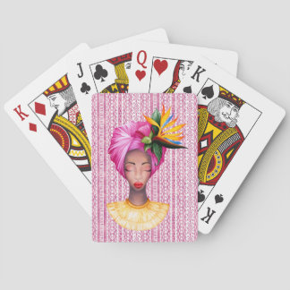 Afrikansk kvinna som leker kort casinokort