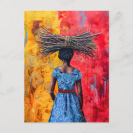 Afrikansk kvinna som transporterar Firewood Vykort