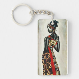 Afrikansk kvinnakeychain nyckelring